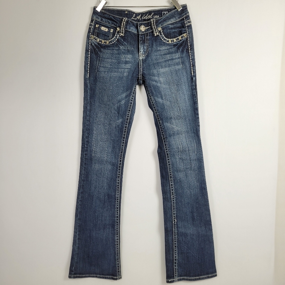 LA Idol Rhinestone Embroidered Bootcut Jeans Size 7